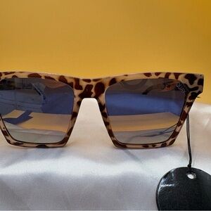 Quay Australia Leopard Print Sunglasses with mirror gold Lenses